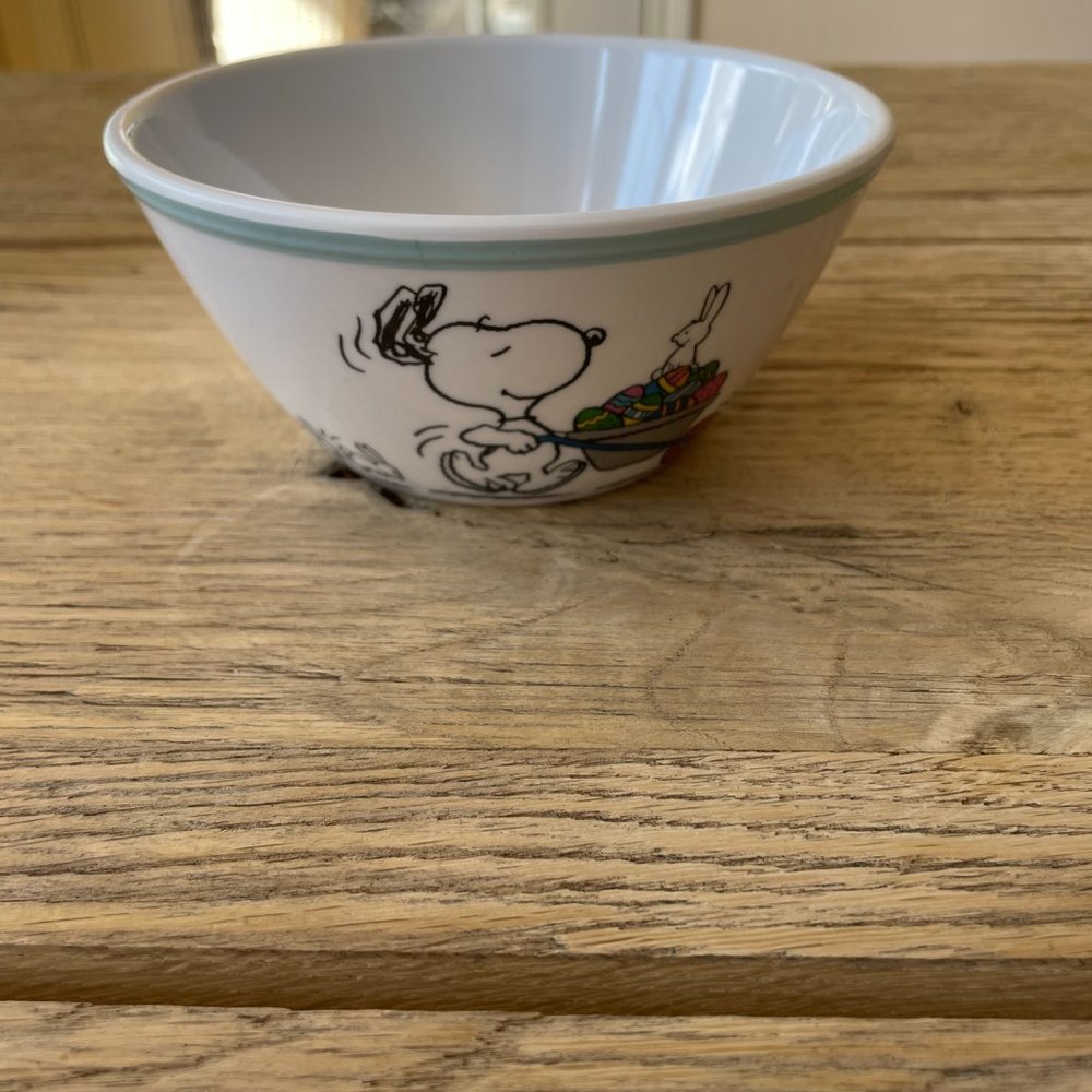 Williams Sonoma 3 Piece Kids Peanuts Easter Melamine Dinnerware Set Snoopy NEW - Picture 5 of 14